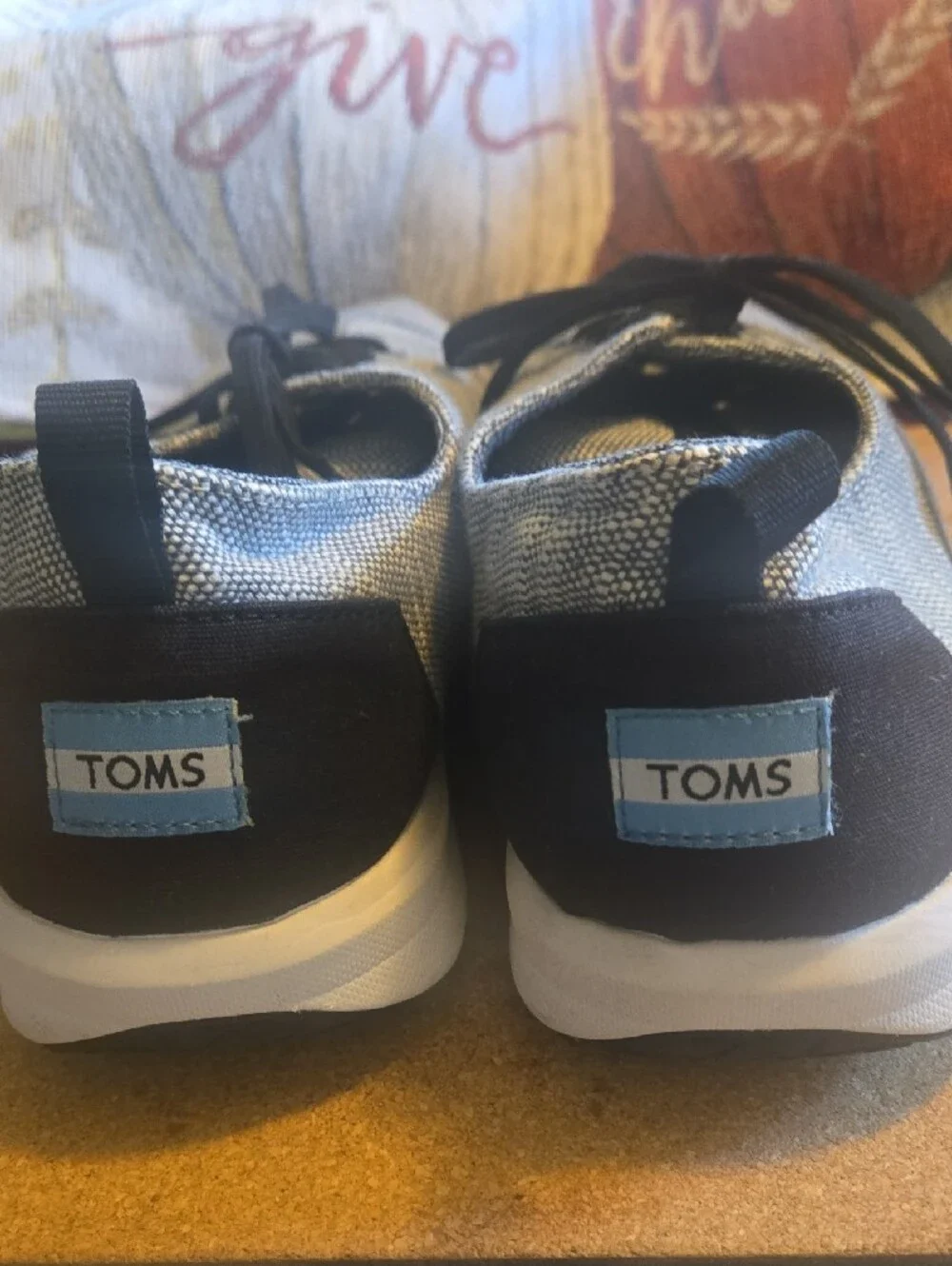 Toms Gray Woven Lace-Up Oxfords with Black Laces